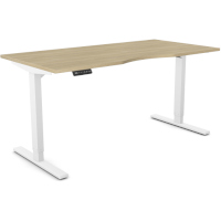 Zoom Electric Dual Motor Height Adjustable Sit Stand Office Desk Dual Purpose Reversible Scallop Top W1200xD700xH685-1185mm Urban oak Top White Frame 10 Year Warranty